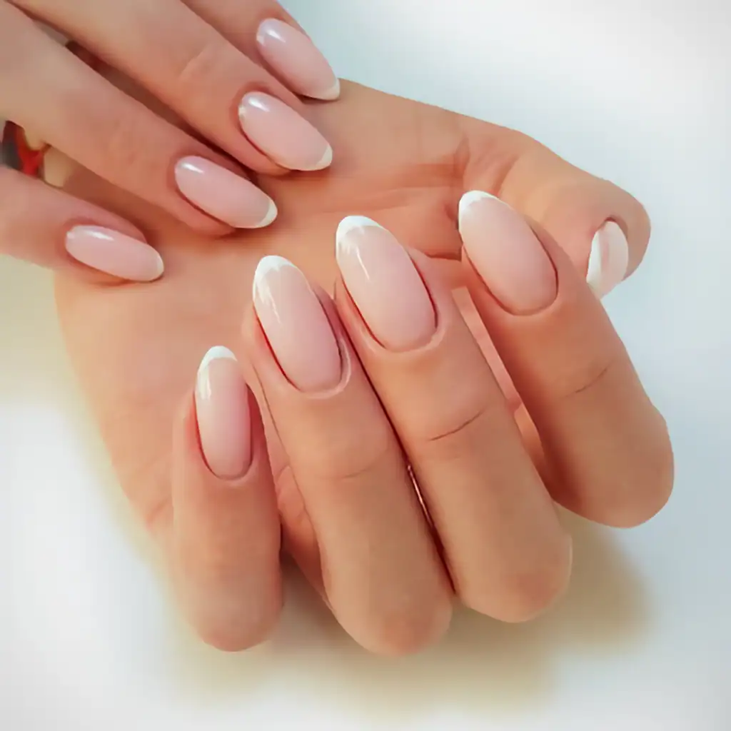 Elegant pink and white French manicure nails
